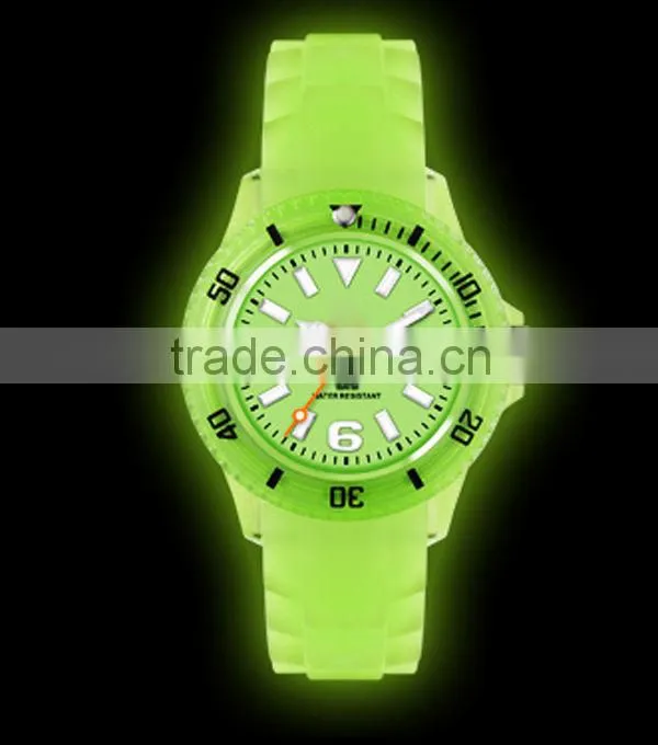 catching fluorescent green watch sale new design 1.3.5ATM with CE, ROHS