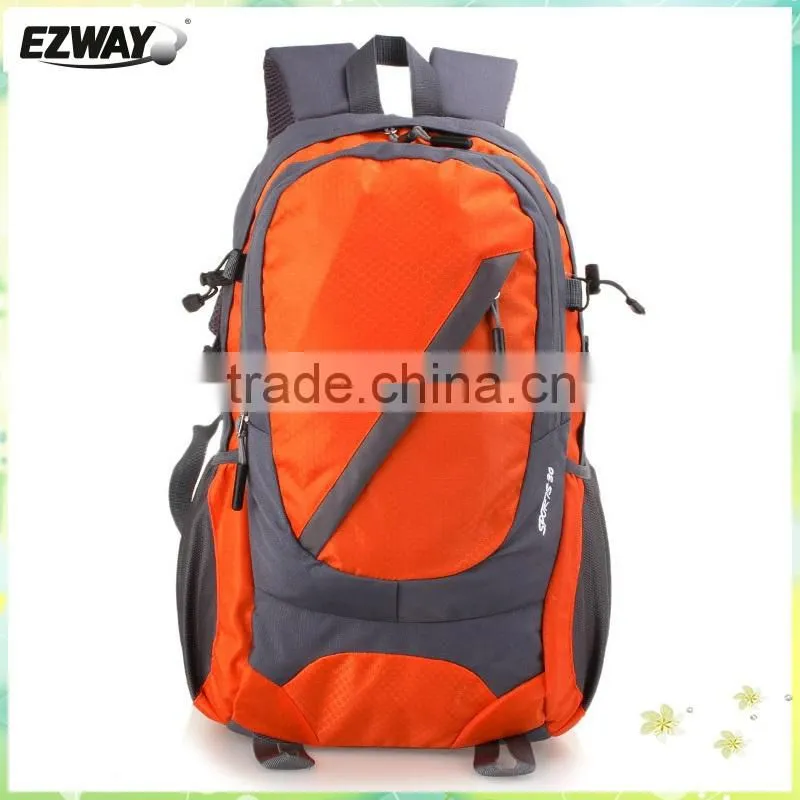2015 hot sale fashion design orange color hiking and camping packback bag for sale
