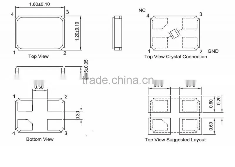 micro passive quartz crystal 1612 for iphone 6/6S made in China quartz resonator manufacturer