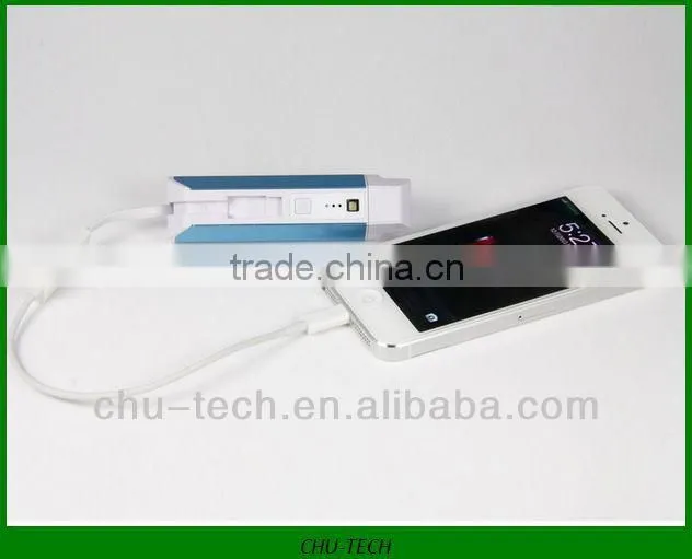 4 in 1 portable power bank 2200 mah + flashlight+ card reader + built-in usb cable