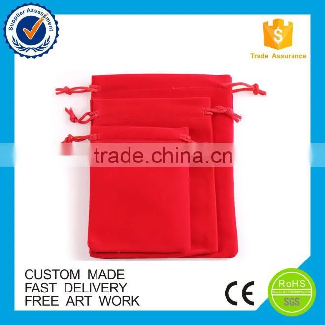 Red color custom velvet jewelry bag