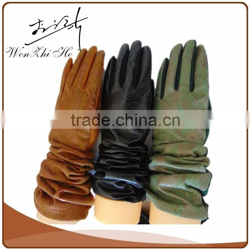 Party Dress Black Ladies Long Leather Glove With Ball