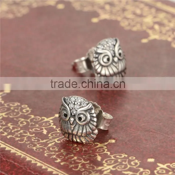 ER1016 Wholesale Solid 925 Sterling Silver Owl Earrings For women jewelry