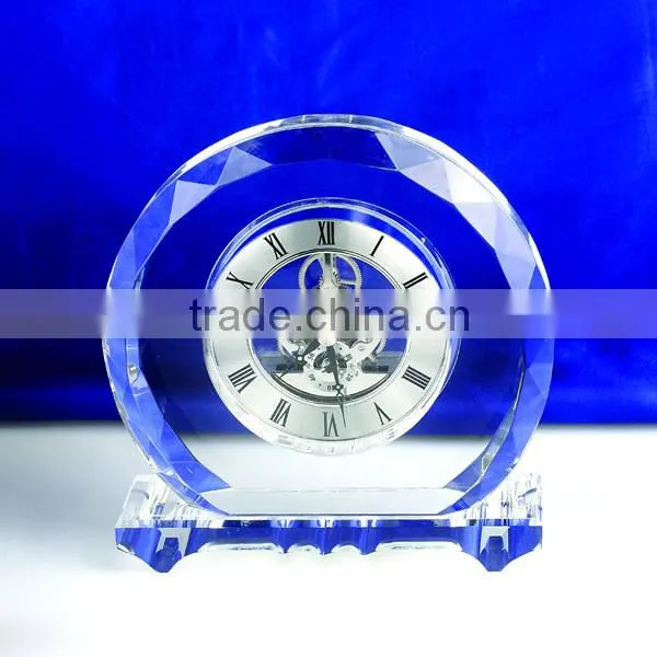 2016 New arrival round faceted K9 crystal clock