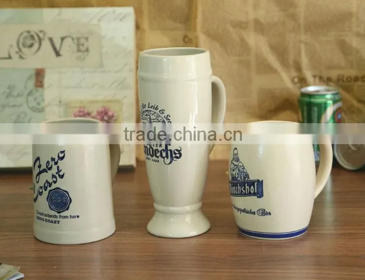 2014 new design ceramic custom made cheap beer mug