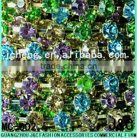 SS28 6mm multi color shinny strass rhinestone cup chain