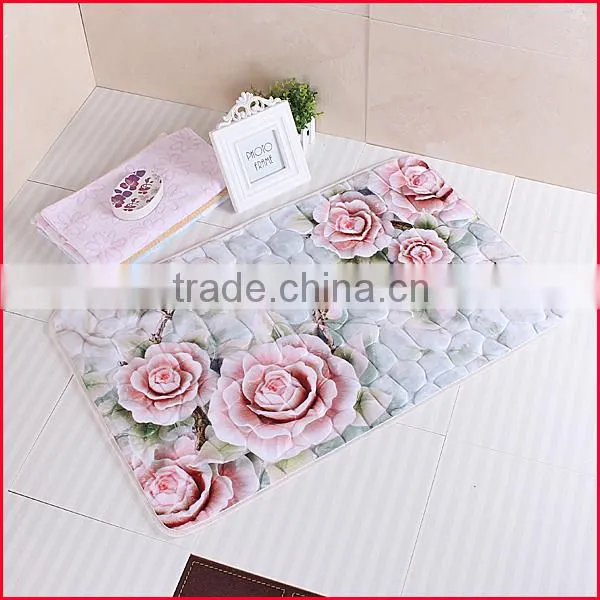 eco-friendly material Embossed printing 3d design bath mat carpet rugs