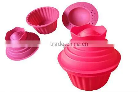 High quality Non-stick Silicone Jumbo Cupcake Mold With Cover