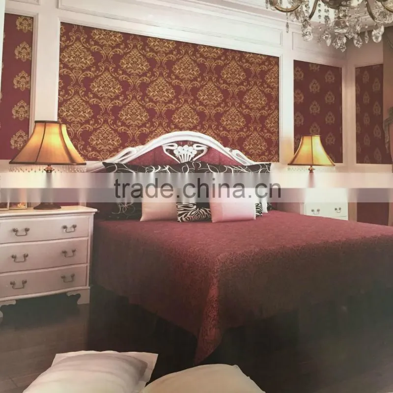 embossed wallpaper with beautiful pear gloss European flowers