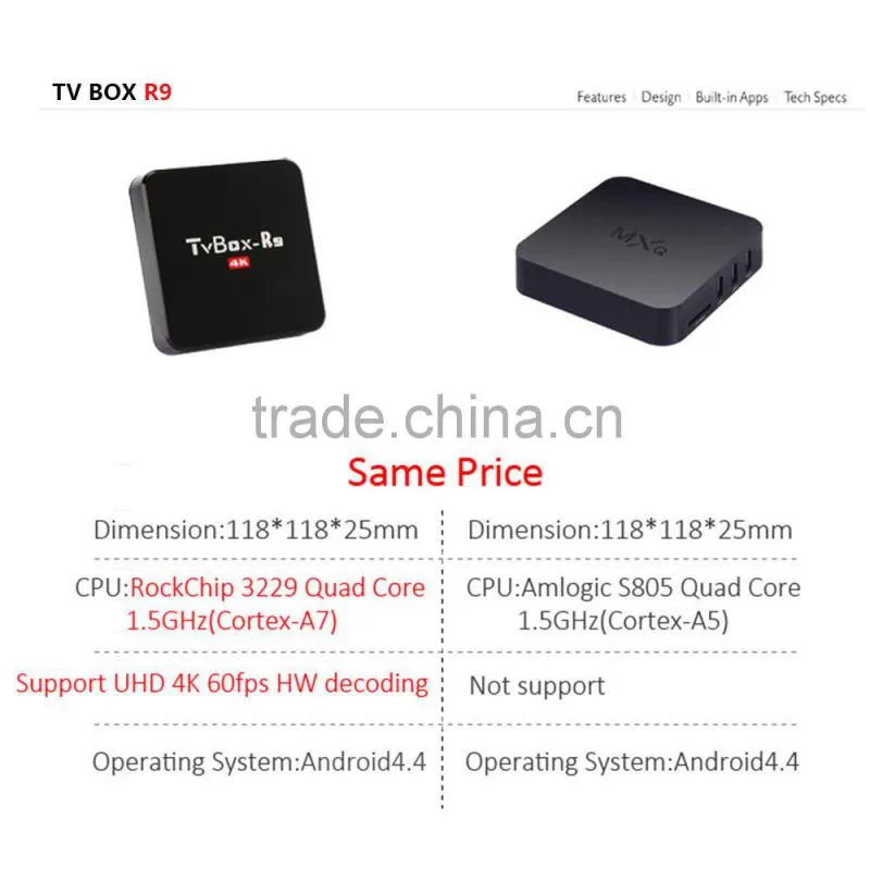 2016 new product smart box, android 4.4 TV box 4K 60HZ display