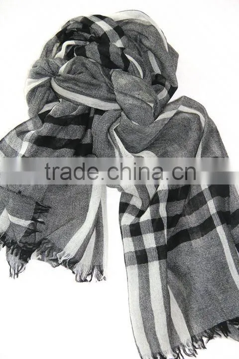 200s/2 light weight wool worsted checked scarfs