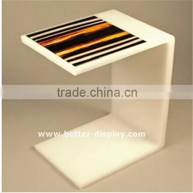 high quality white acrylic dinning table with transparent table leg