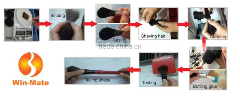 2015 Top quality 20pcs pink color nylon hair white wood handle in white PU bag brush makeup set
