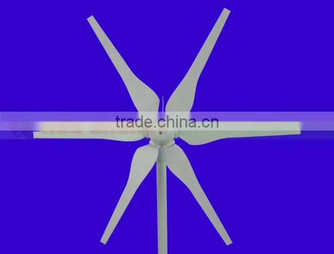 300w wind turbine generator 6 PCS blades for homes+wind/solar hybrid controller(LCD display)+600w off grid inverter