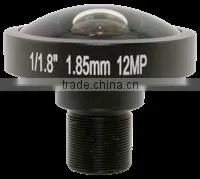 cn Fuzhou 1/8" 1.85mm M12 hd 12 megapixel 195 degree fisheye projector lens for cctv lens
