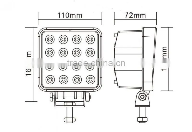 4 inch Square Auto 48W LED Work Light 12V 24V EMC Car Truck 4X4 SUV 4WD Marine Offroad Driving Fog Light IP67,ROHS,CE