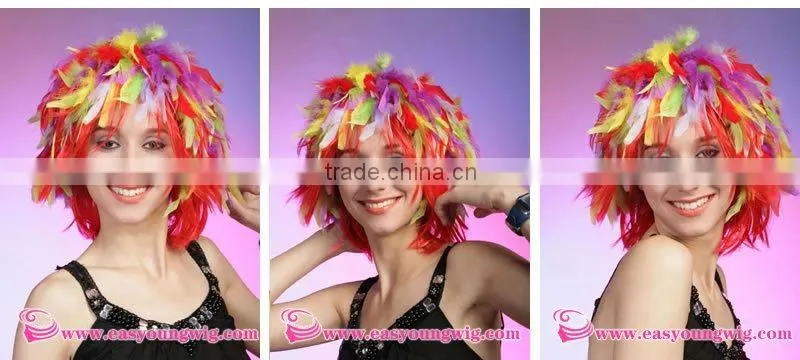 Beautiful ladies' lace wig, cheap feather party wigs