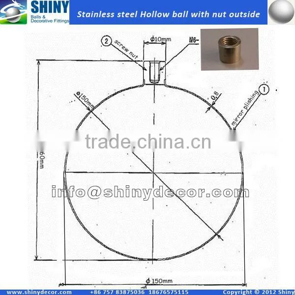 stainless steel hollow ball with nut