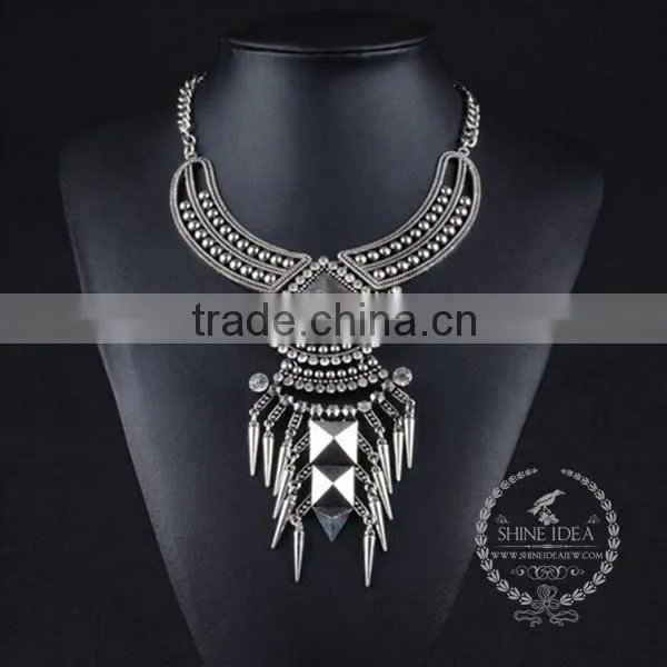 high quality vintage rhinestone chunky statement necklace tin alloy fashion women pendant necklace 6390099