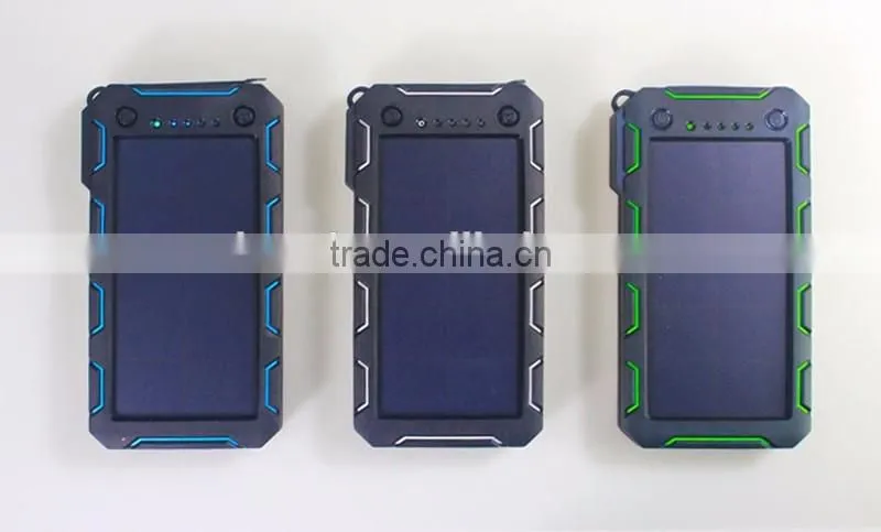 Waterproof 15000mah universal solar power bank cell phone charger 5v 2a for laptop