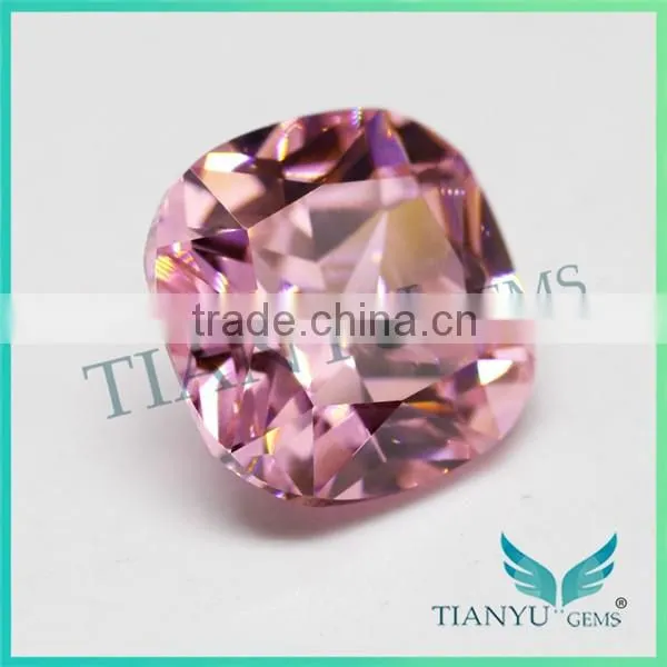 Free Sample Gemstone Processing Wholesale 8x8mm Square Cushion Cut Pink Synthetic Cubic Zirconia