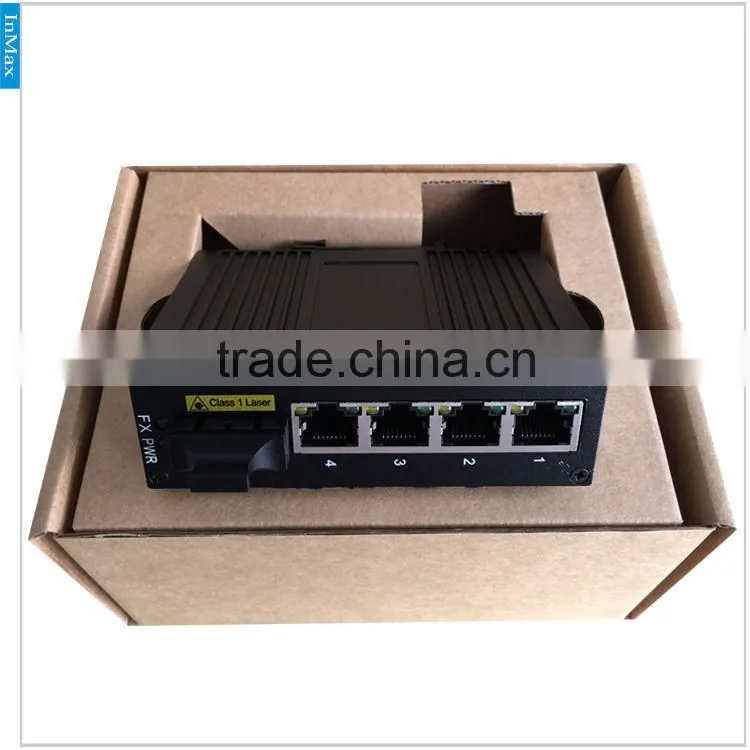 good quality 5 Port 1F+4T Industrial Fiber optical switch, 4 ports fiber optic media converter i305A