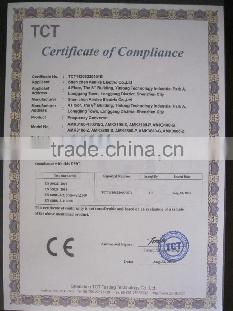 1.5kw 3 phase 380v/400v/415v 50hz/60hz variable frequency ac drive