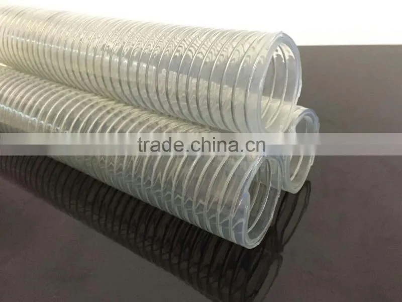fleixble transparent pvc spiral steel wire reinforced hose