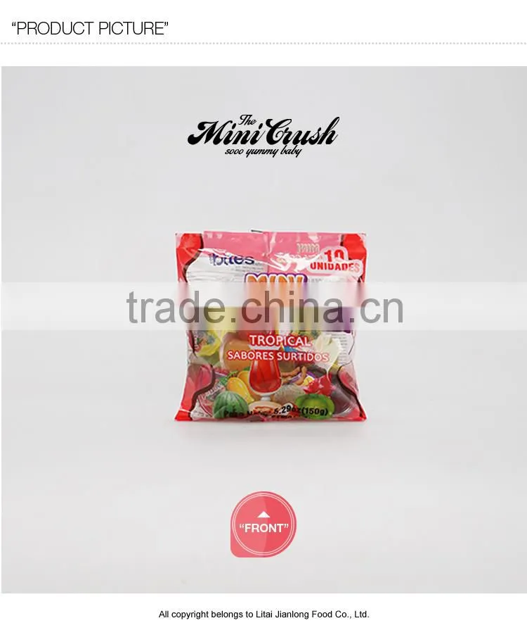 Kids snack Plastic bag packing assorted fruit jelly