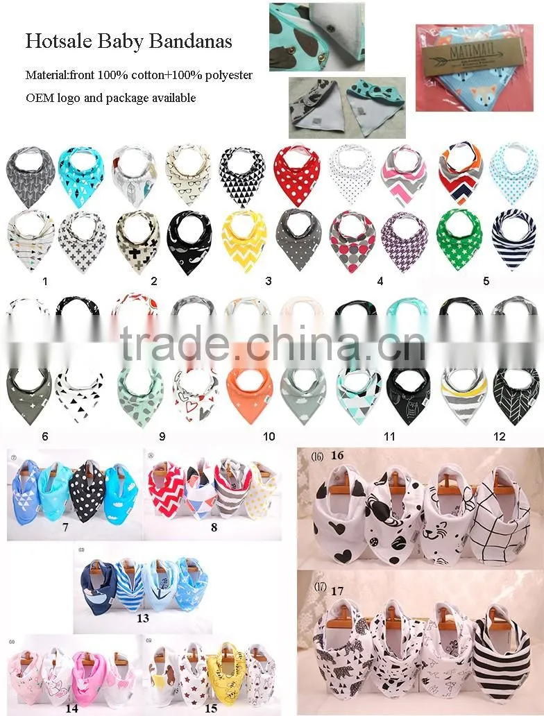 New Arrival Designs Baby bandana teething organic cotton baby bibs