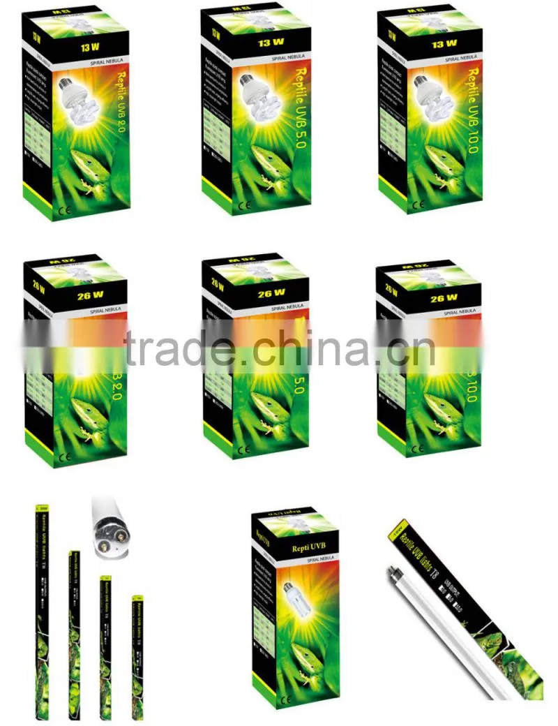 UVB LampsHigh quality 2.0 5.0 10.0 26W spiral compact fluorescent reptile UVB lamp