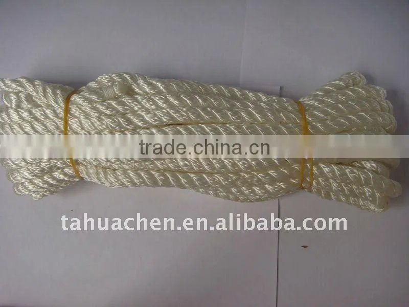 3 strands twist white pp rope for ship