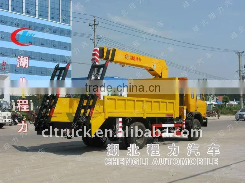 Dongfeng flatbed truck with 8T crane for sale