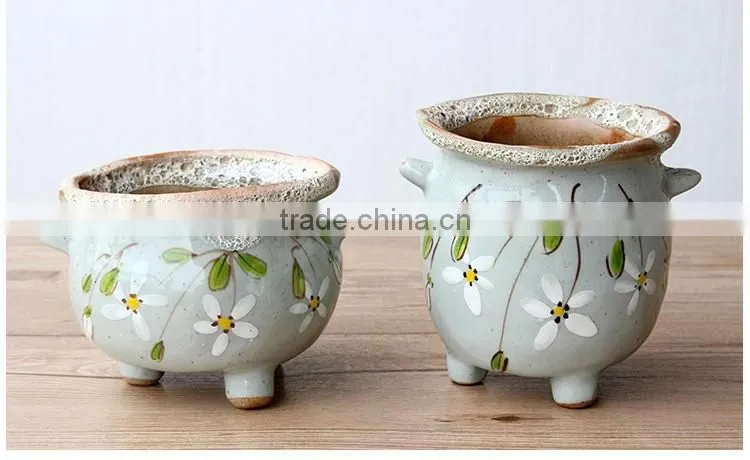 Attractive hand-painted cartoon ceramic flower pot