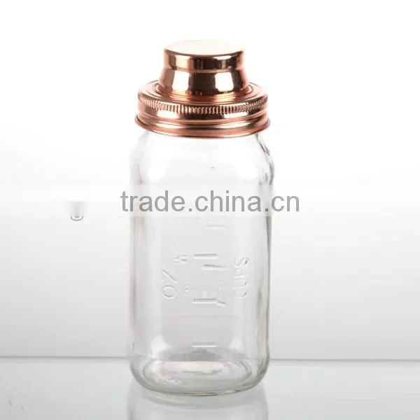 22oz machine made glass bottle decorative jars mix glass rose gold lid shaker