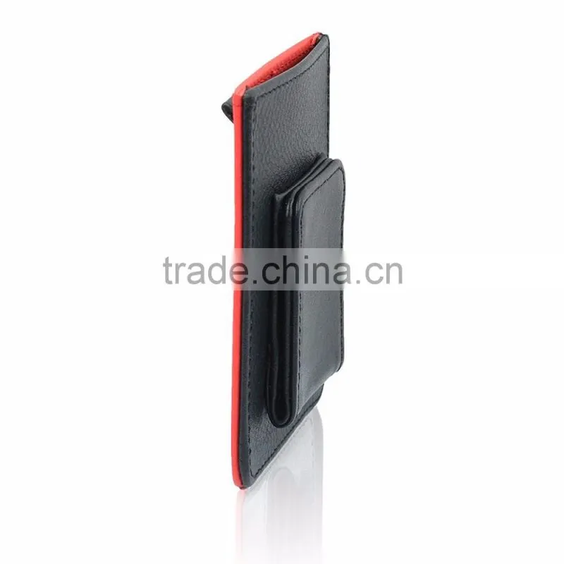 Color customized Men's 100% Leather Slim Flip Wallet with Money Clip and Pull Tab