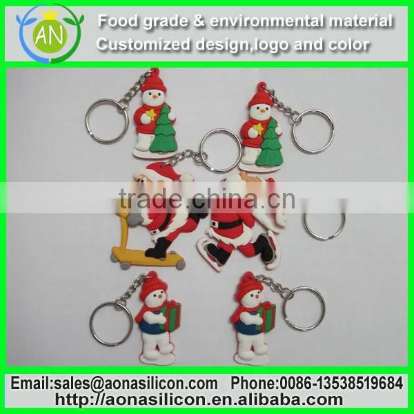 China factory Lovely silicone Father Christmas keychain for child