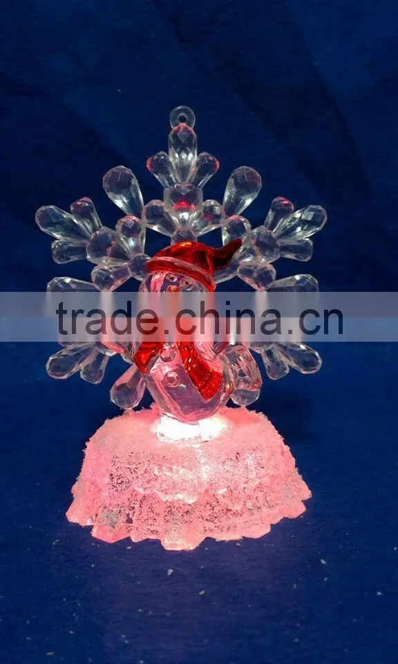 new style led rbg light acrylic artificial christmas snowflake snowman
