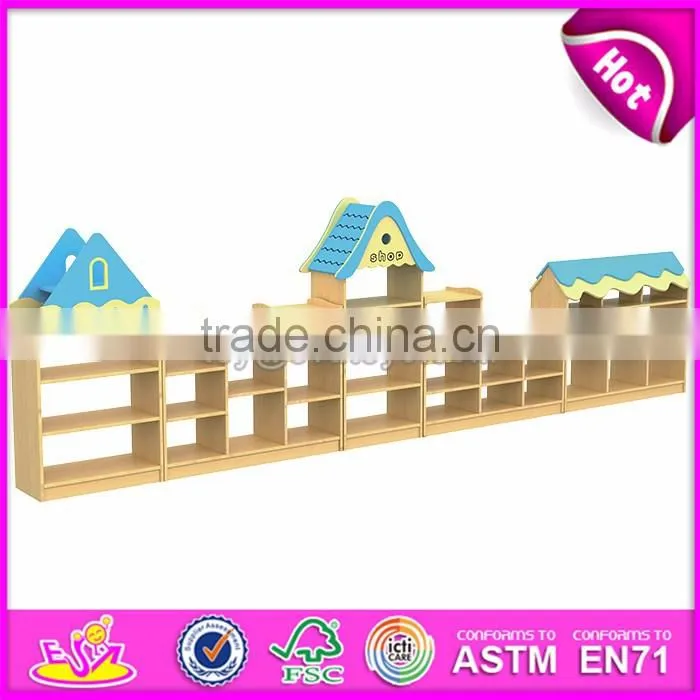 Handmade multi-function kindergarten children furniture wooden toy storage ideas W08C179
