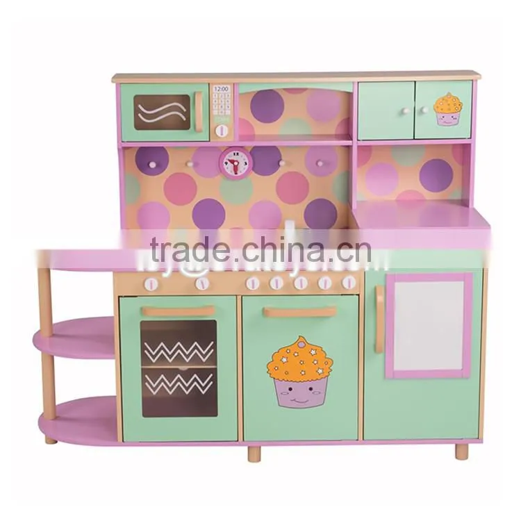 New design educational toys wooden children role play kitchen with accessories W10C280