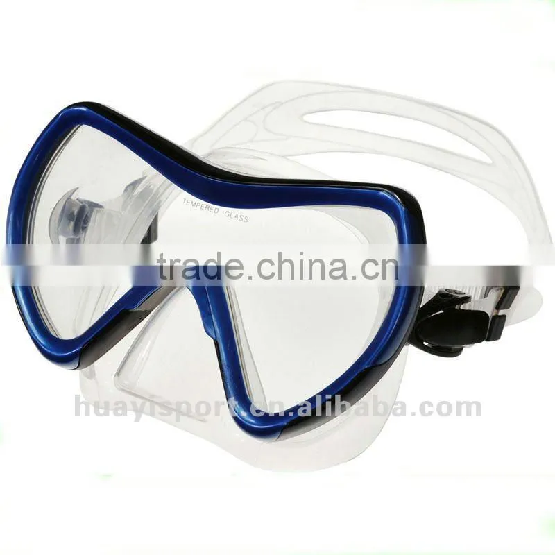Silicone tempered glass big frame new design diving mask