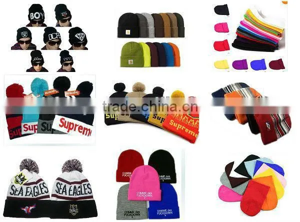 Winter cheap striped kintted cap men jacquard custom knit beanie hat cap