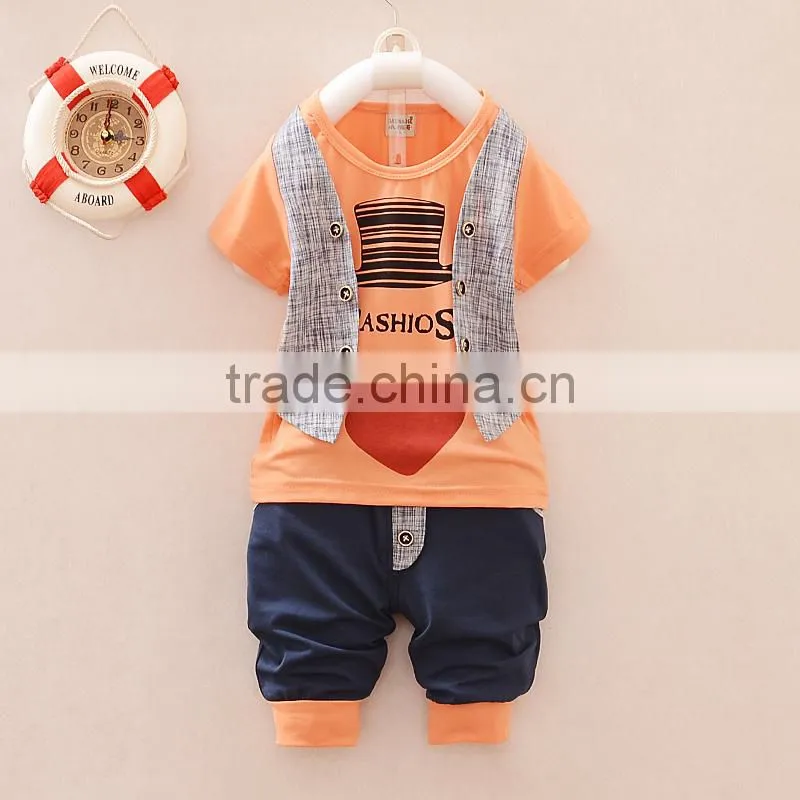 2015 soft 100%cotton lovely boys fancy suit with latest design
