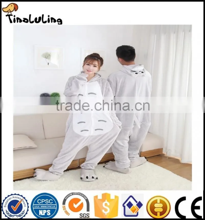 Autumn spring winter flannel lovers couples women animal pajamas one piece cartoon sleepwear cheap adult animal Siamese pyjamas