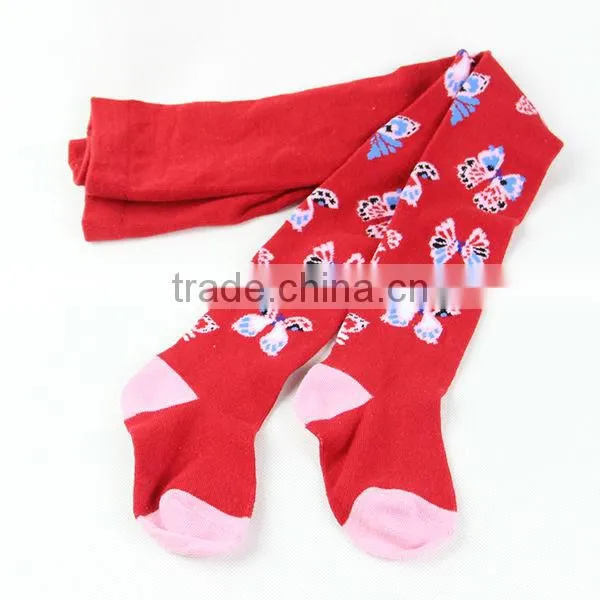 Red colored sexy girls tights legging with vivid butterfly