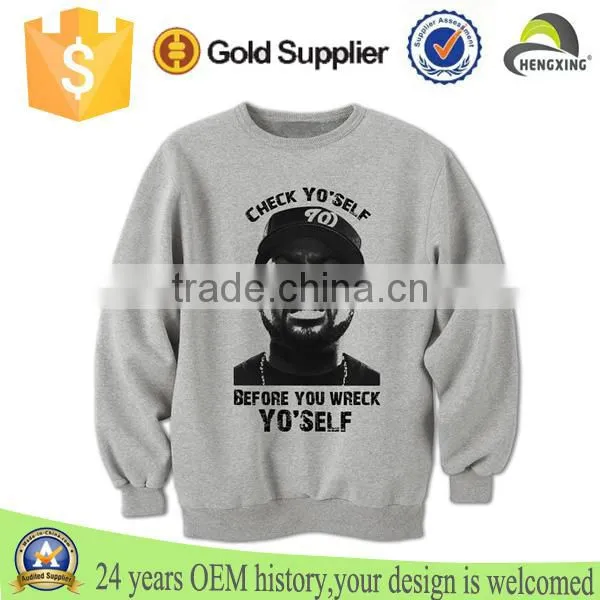 100% cotton fabric for sweatshirt,pullover sweatshirt without hood,latest design sweatshirt