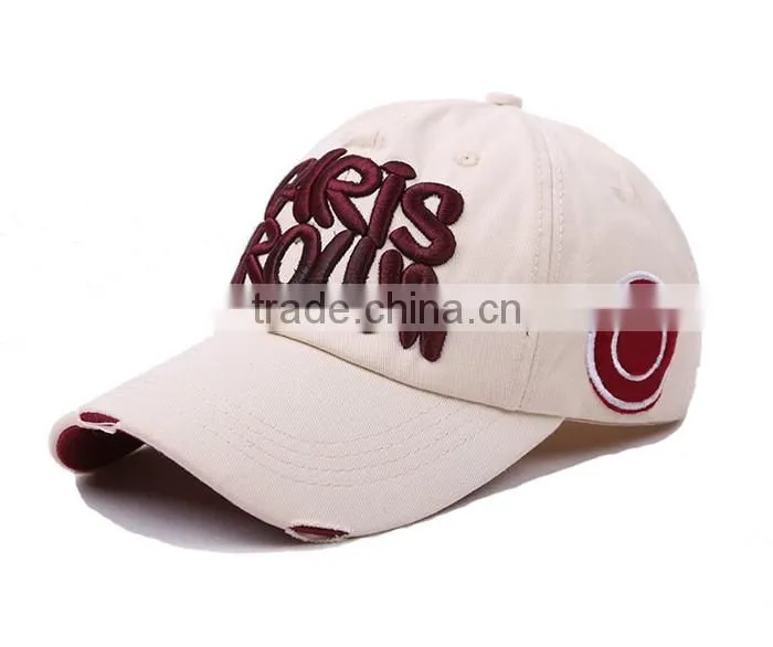 100% cotton long bill 6 panel cotton promotional custom baseball cap