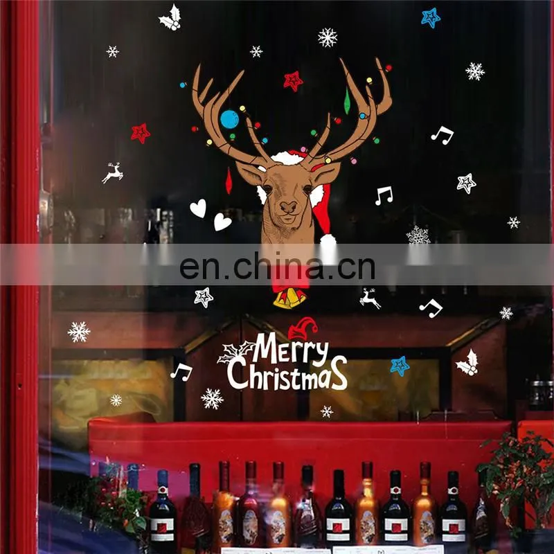 Cartoon Christmas Reindeer PVC Wall Stickers Children