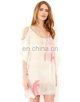 2015 Wholesale Factory Price PAISLEY COLD SHOULDER KAFTAN Kaftan For Women Summer Wear