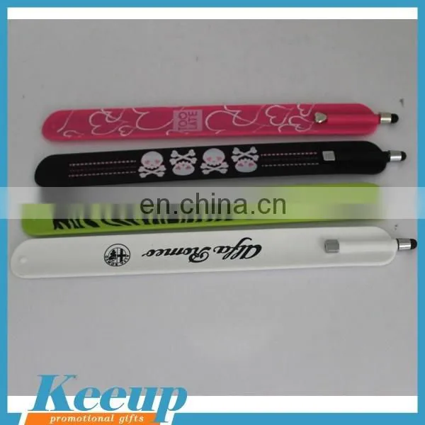 Custom LOGO print Silicone Bracelets thick silicone tip stylus pen